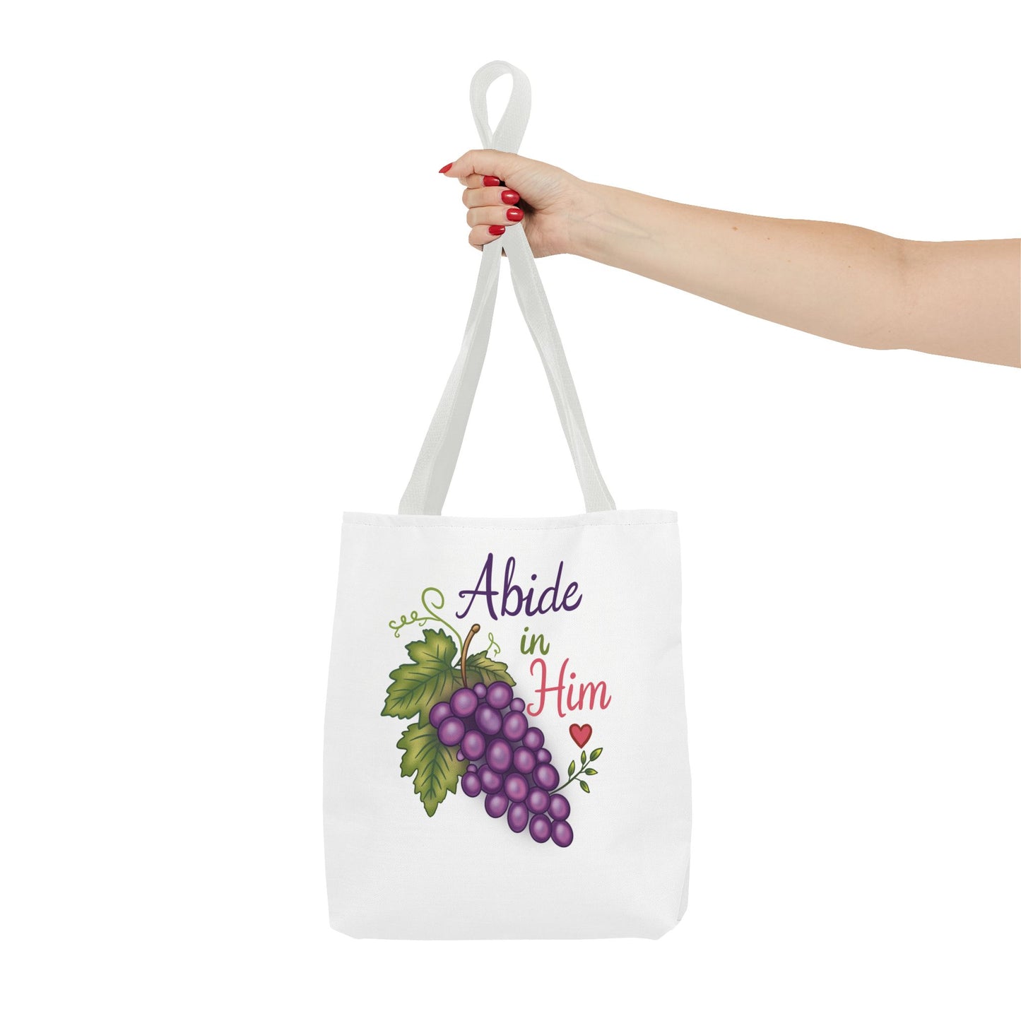 Abide in Him Tote Bag — Christian Inspirational Grape Design