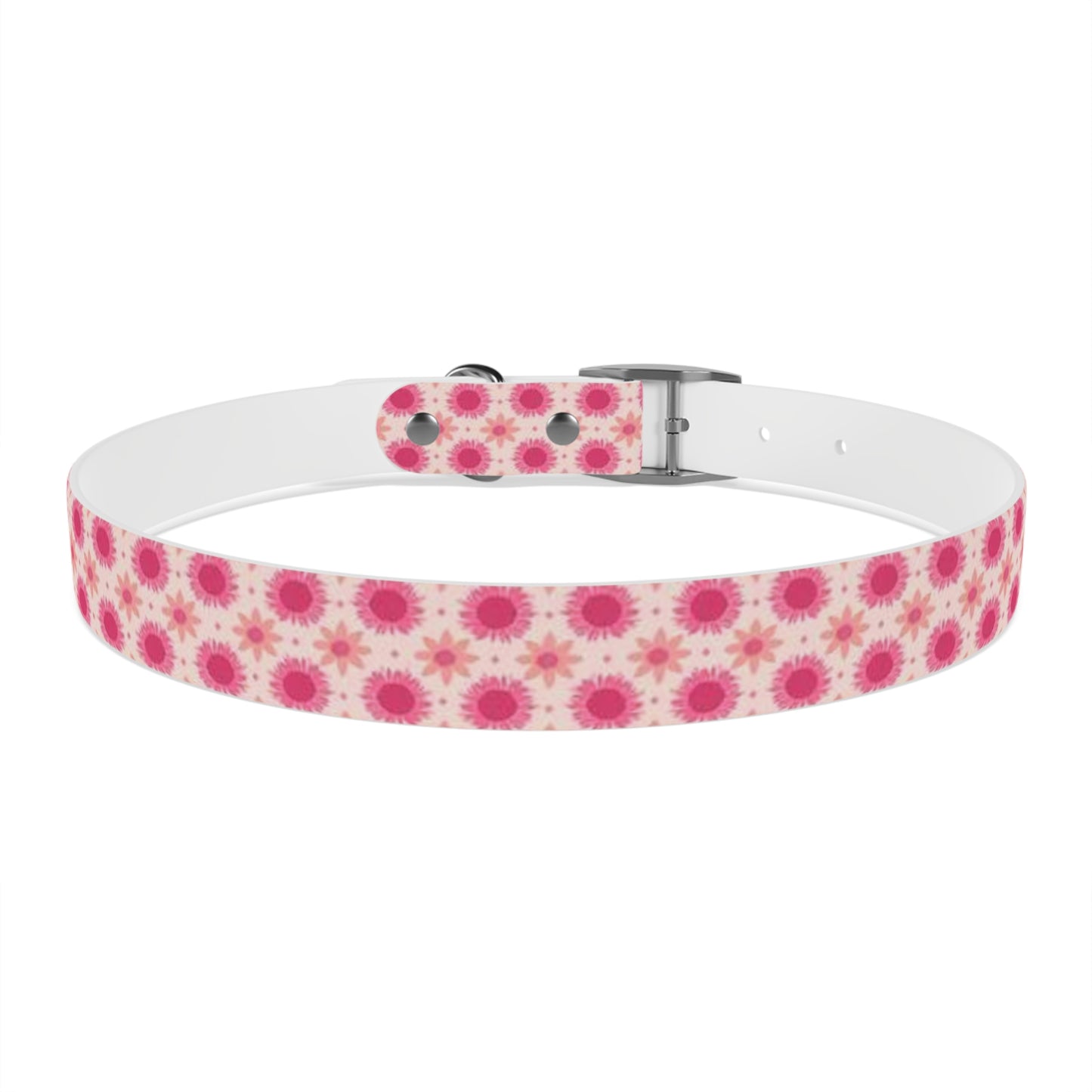 Retro Pink Sunflowers Dog Collar