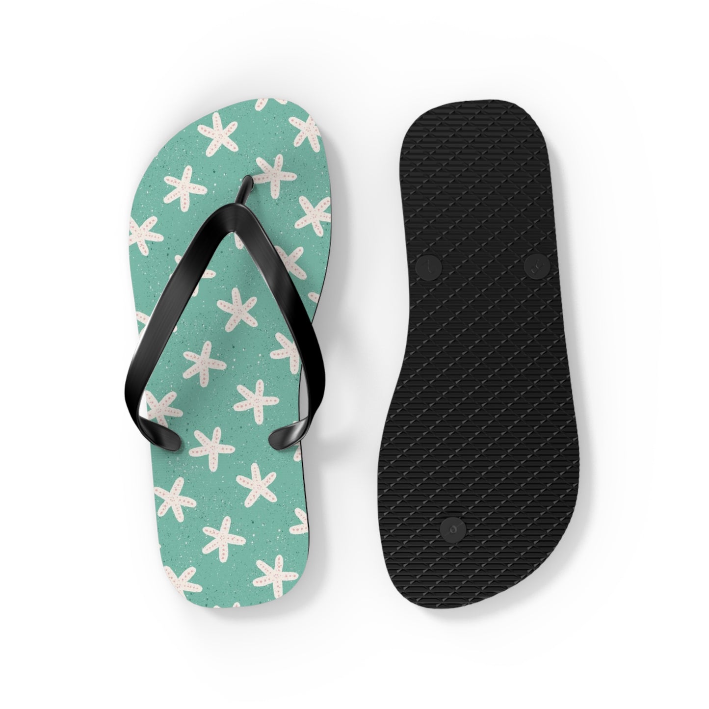 Starfish on Sea Green Flip Flops