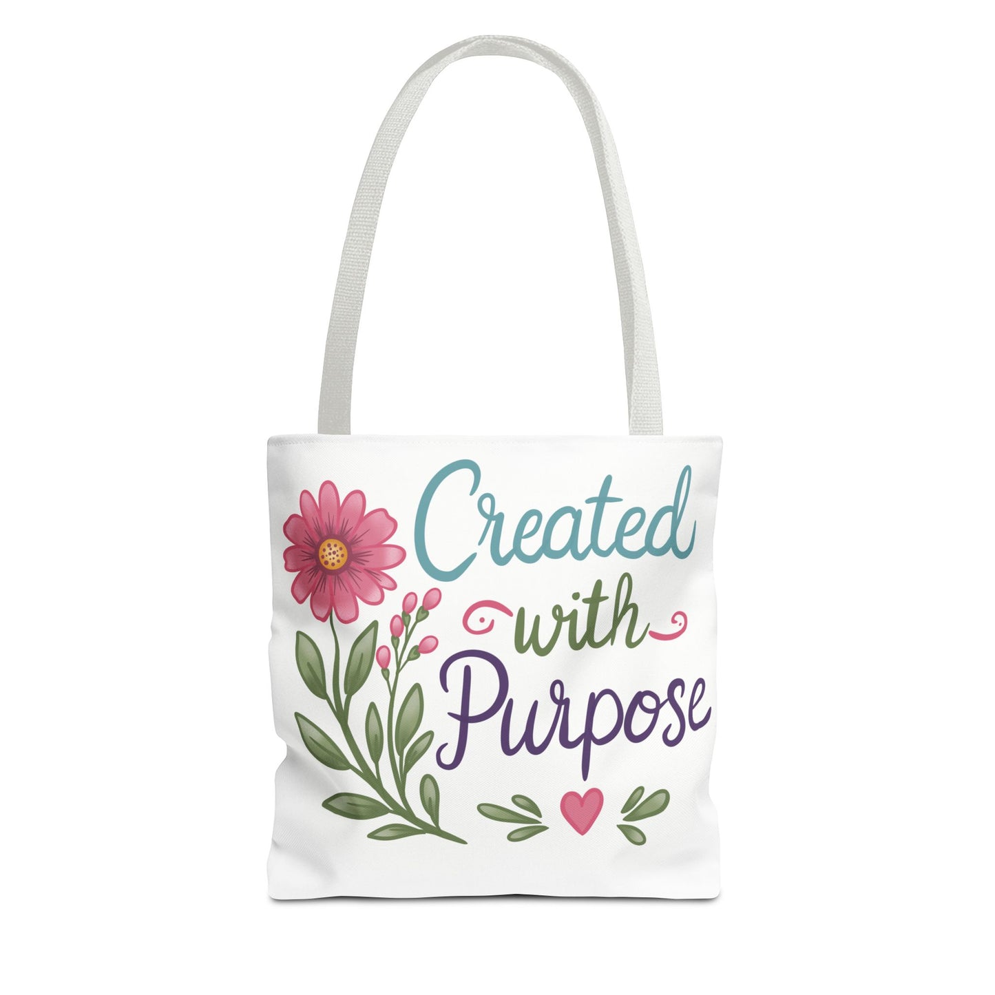 Created with Purpose Tote Bag — Floral Inspirational Canvas Tote