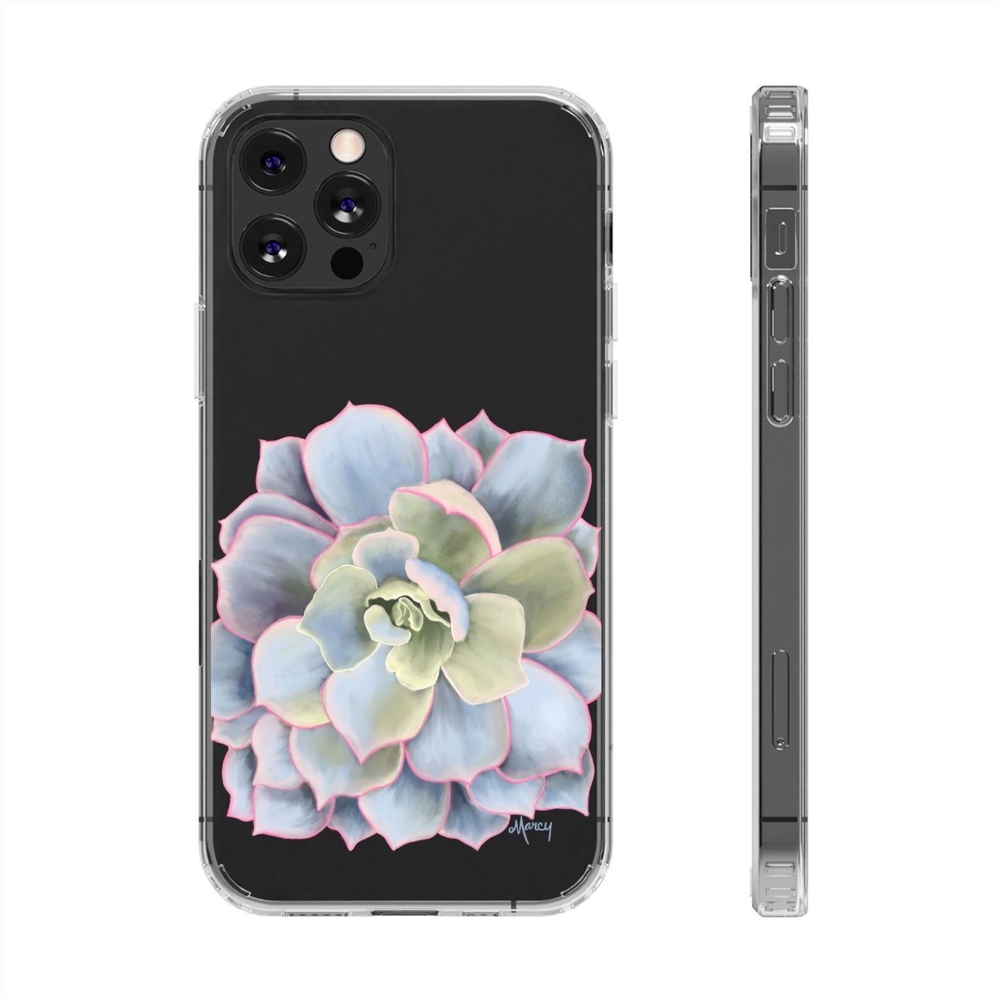 Blue and Green Succulent Clear Cases