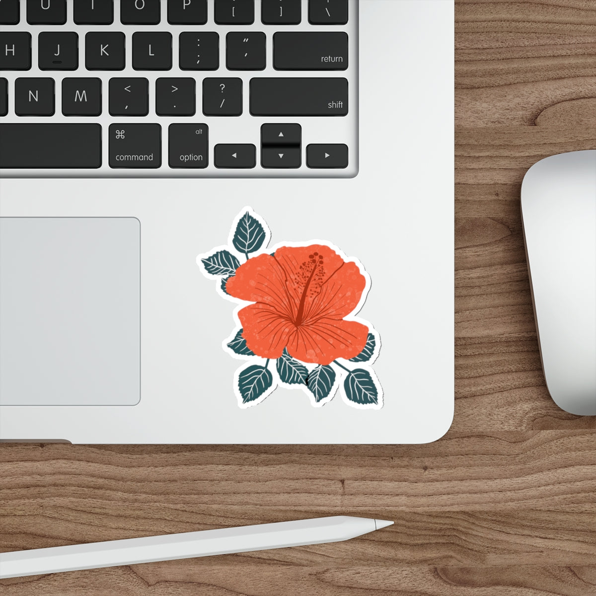 Orange Hibiscus Die Cut Sticker