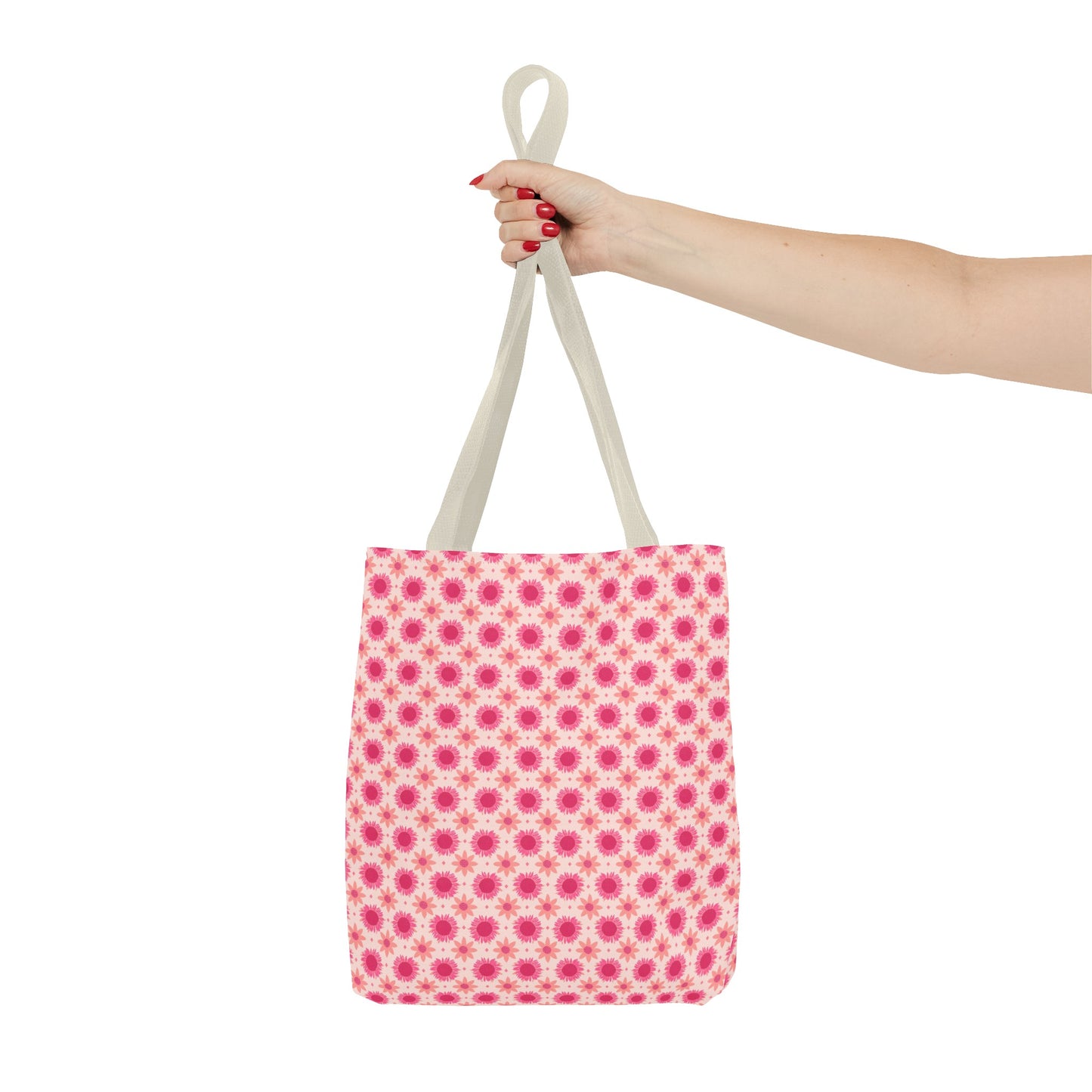 Pink Sunflowers on Pink Background Tote Bag