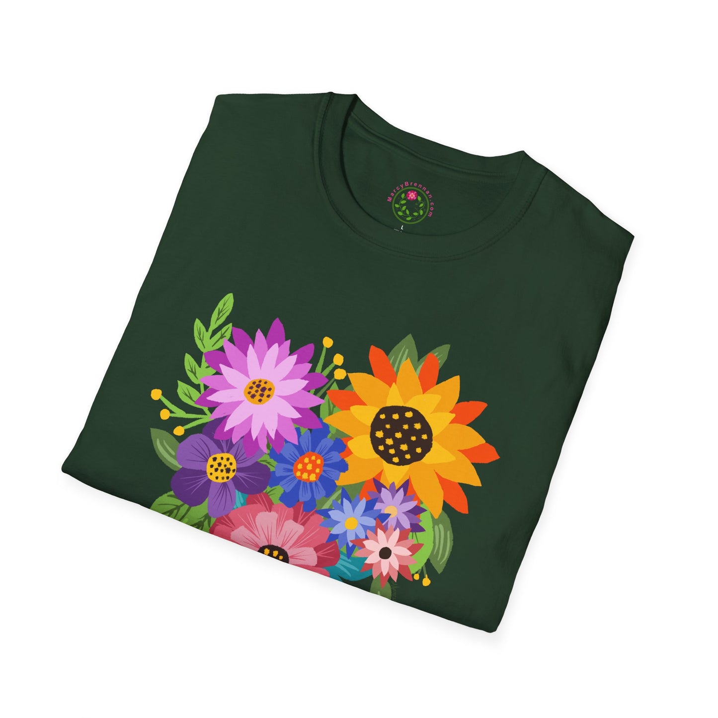Heart-Shaped Flower Bouquet Softstyle T-Shirt