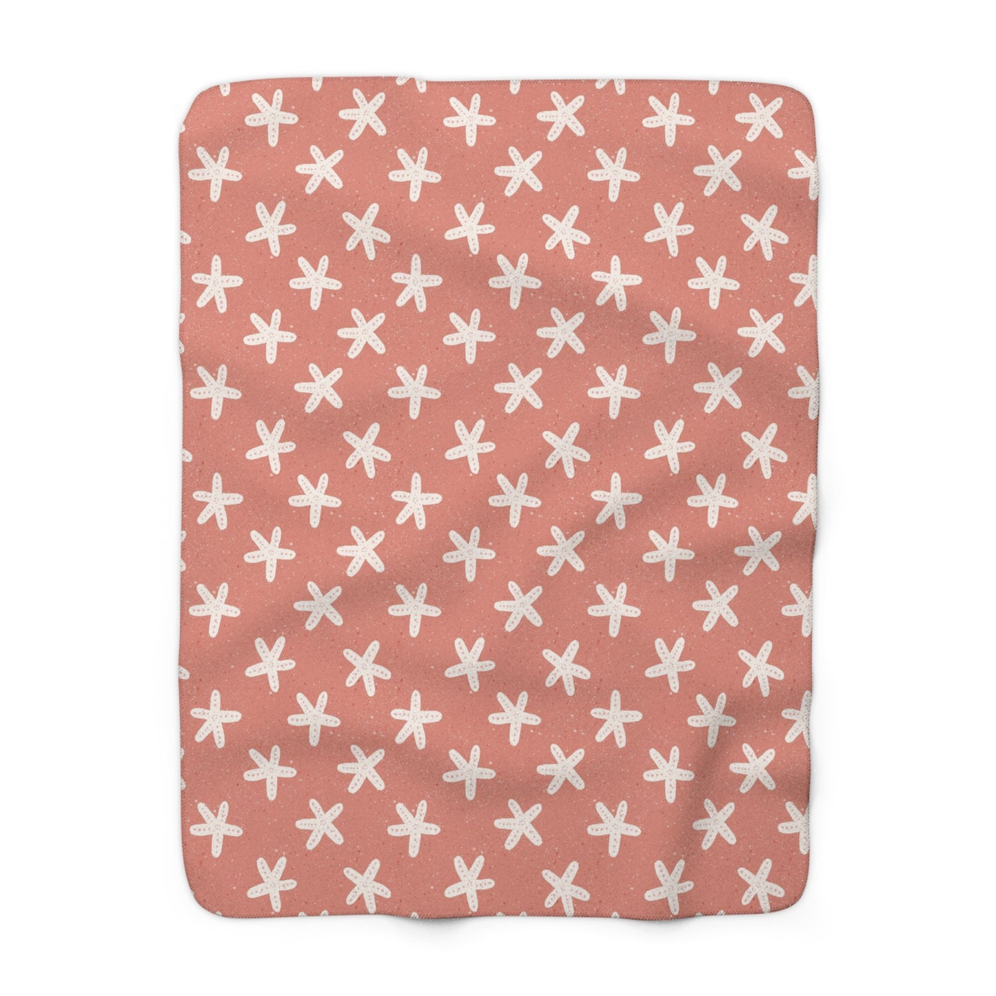 Starfish on Coral Sherpa Fleece Blanket