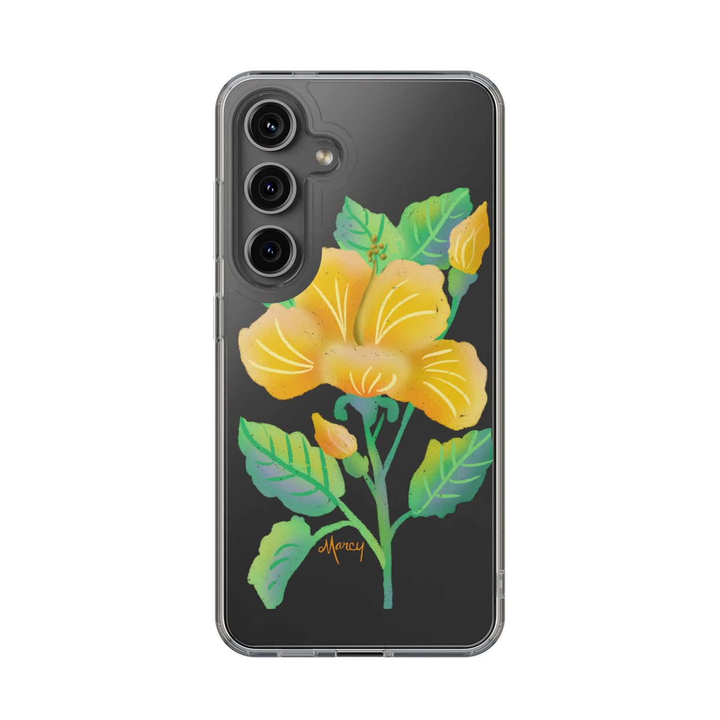 Yellow Hibiscus Blossom Clear Cases