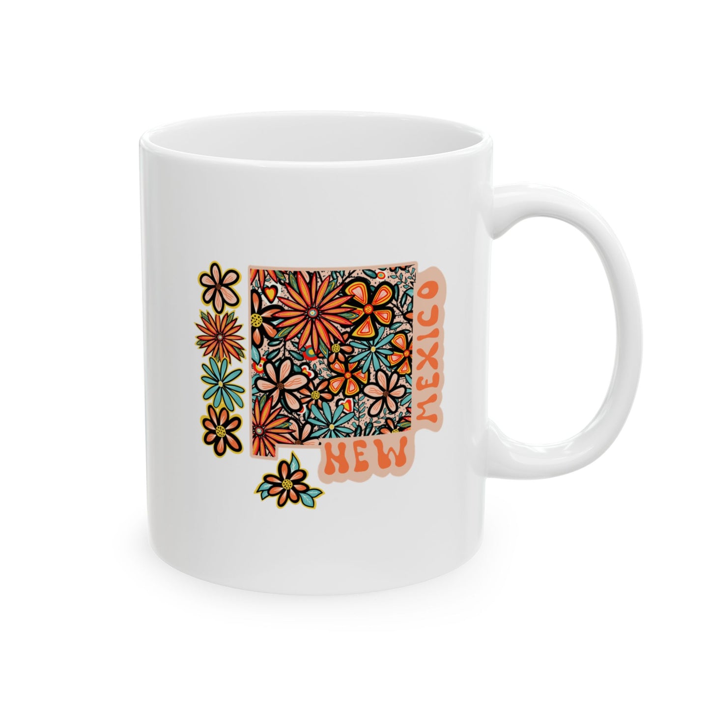 Retro 70s Flowers New Mexico Ceramic Mug 11 oz and 15 oz