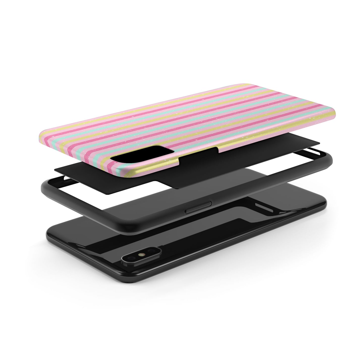 Pastel Stripes on Pink Tough Phone Cases