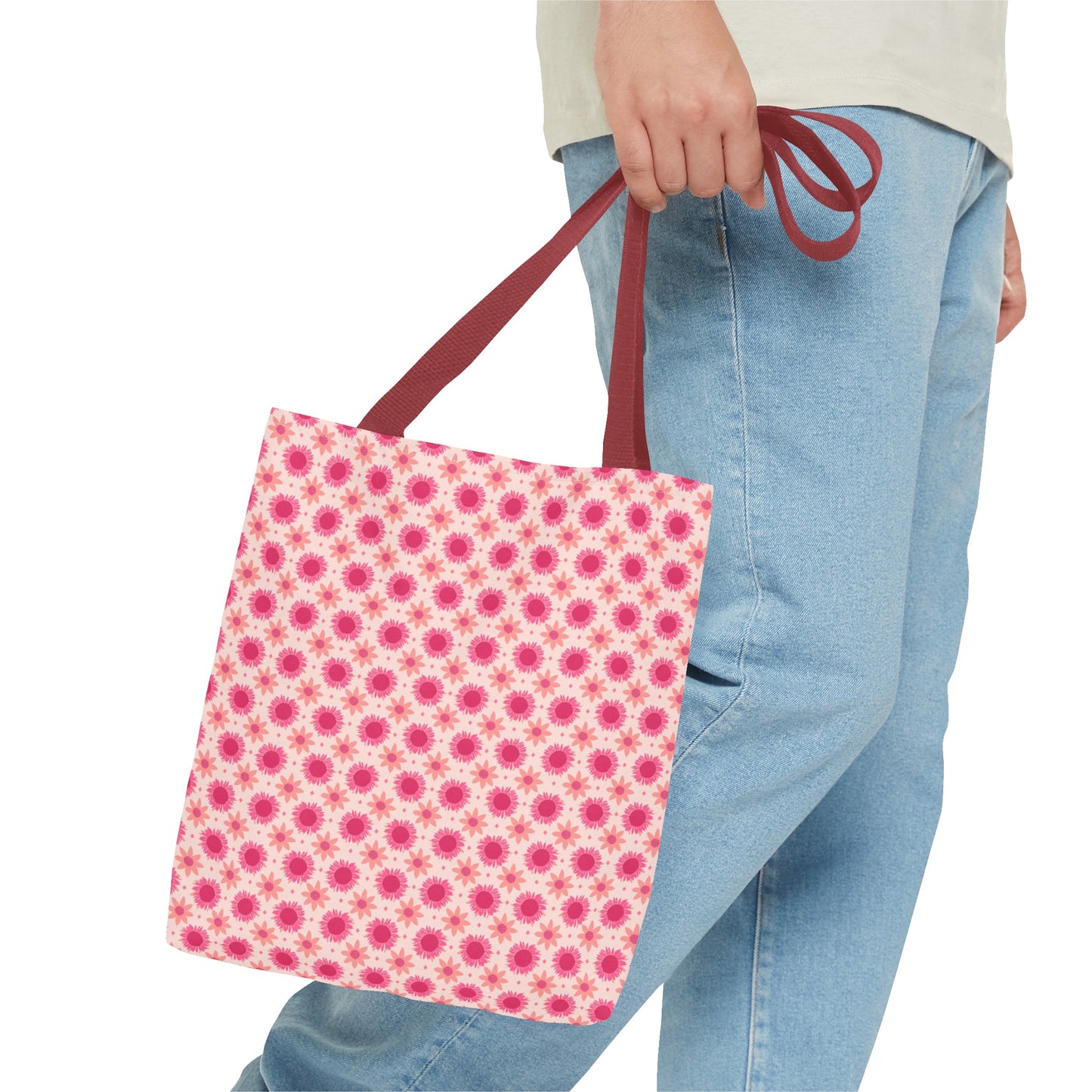 Pink Sunflowers on Pink Background Tote Bag