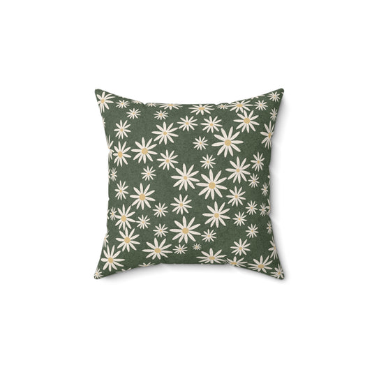 Chickweed Flowers on Sage Spun Polyester Square Pillow
