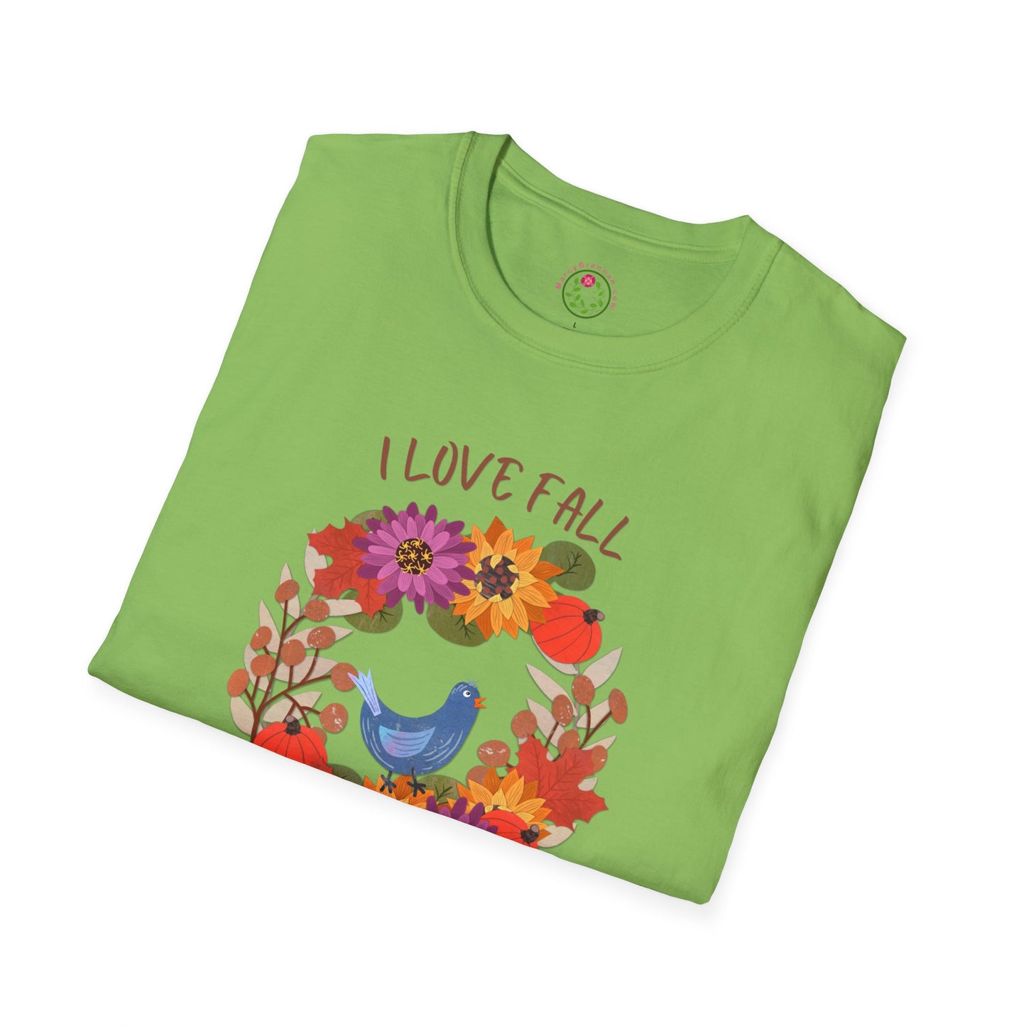 I Love Fall Most of All Autumn Wreath Collage Softstyle T-Shirt