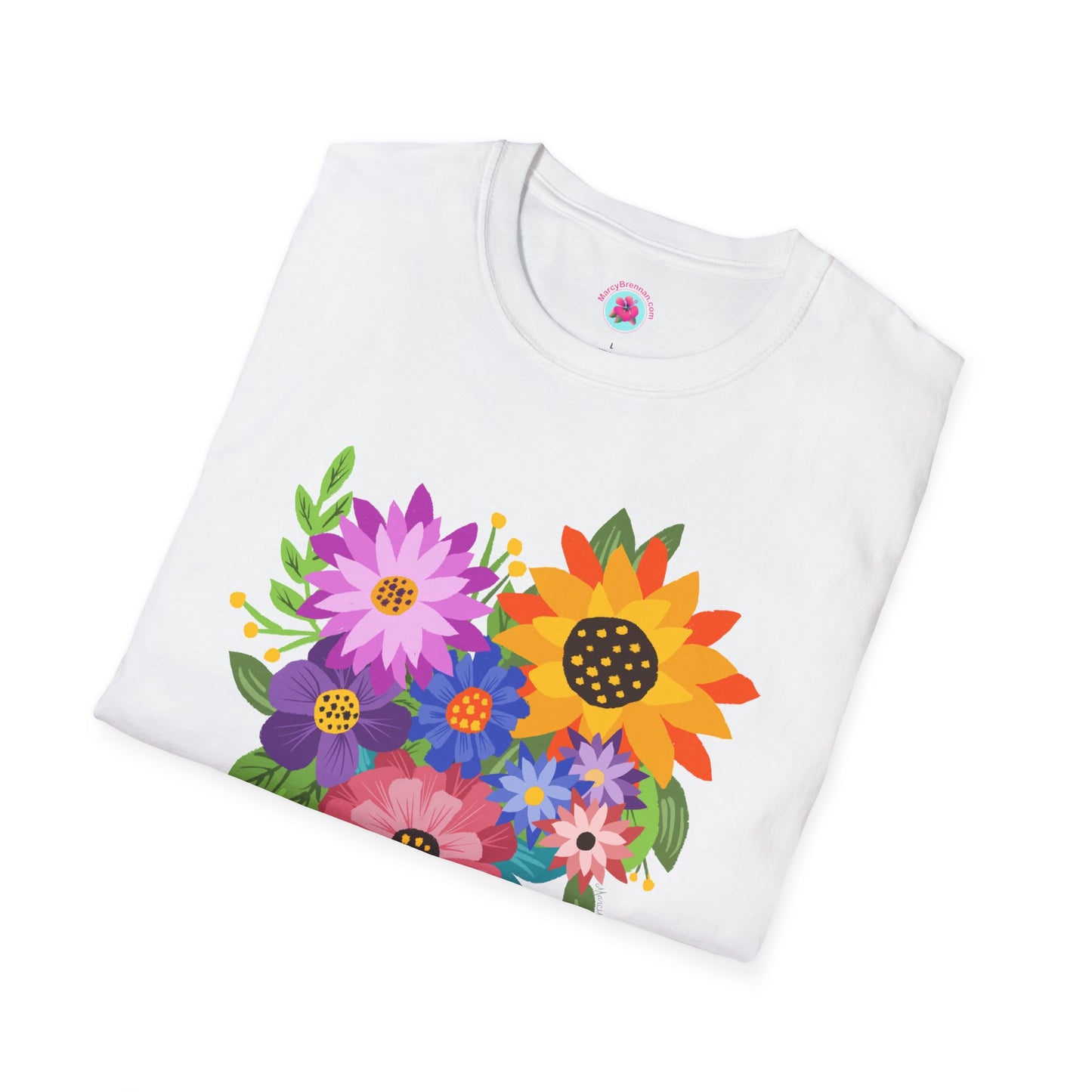 Heart-Shaped Flower Bouquet Softstyle T-Shirt