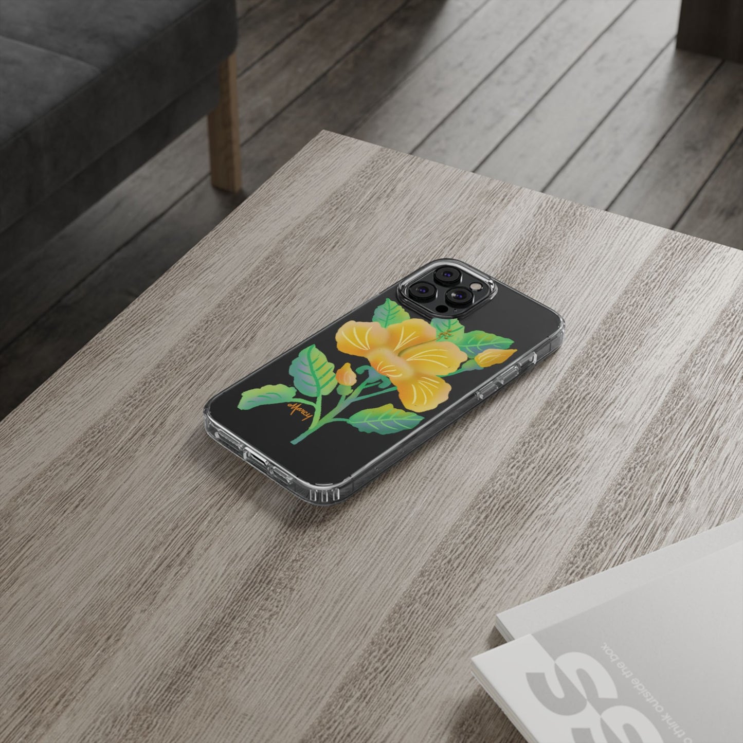 Yellow Hibiscus Blossom Clear Cases