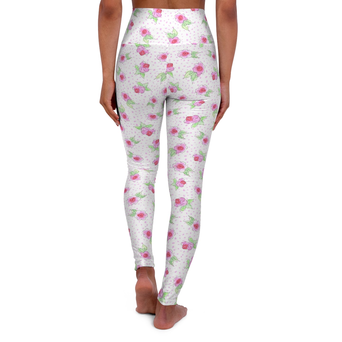 Maria’s Pink Roses High Waisted Yoga Leggings