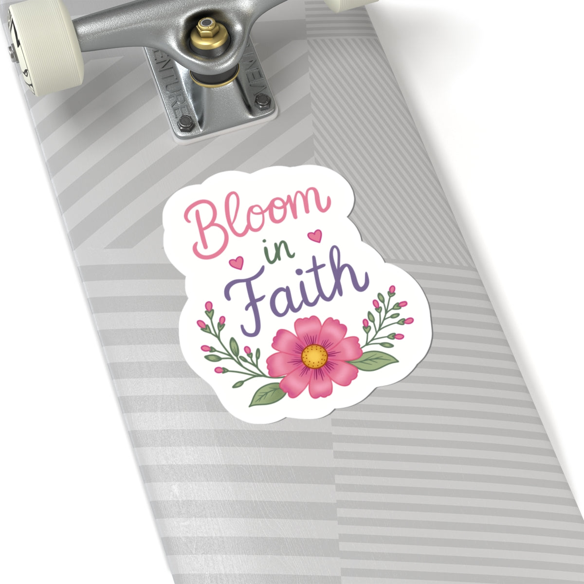 Bloom in Faith Sticker — Floral Inspirational Kiss-Cut Sticker for Laptops, Journals & Gifts