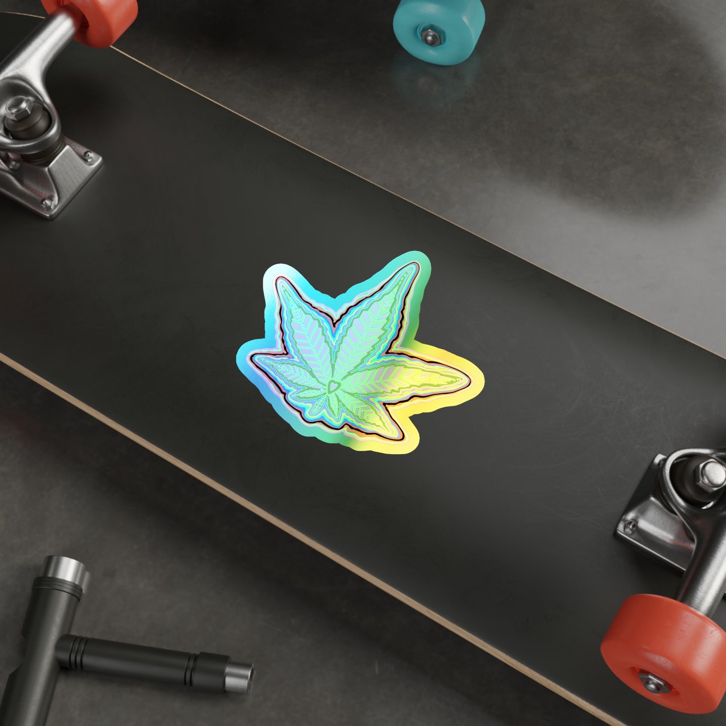 Holographic Colorful Cannabis Leaf Die-cut Stickers