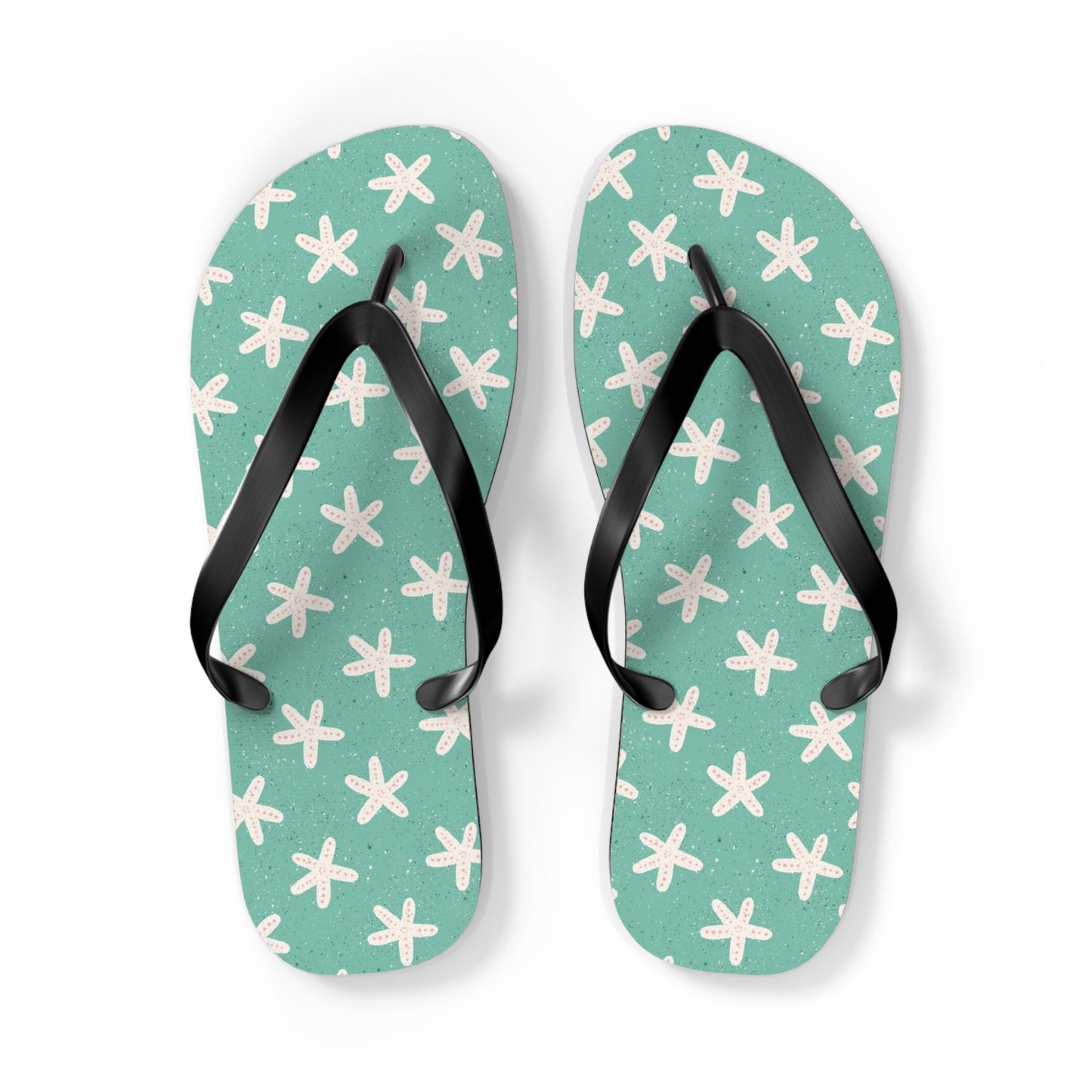 Starfish on Sea Green Flip Flops