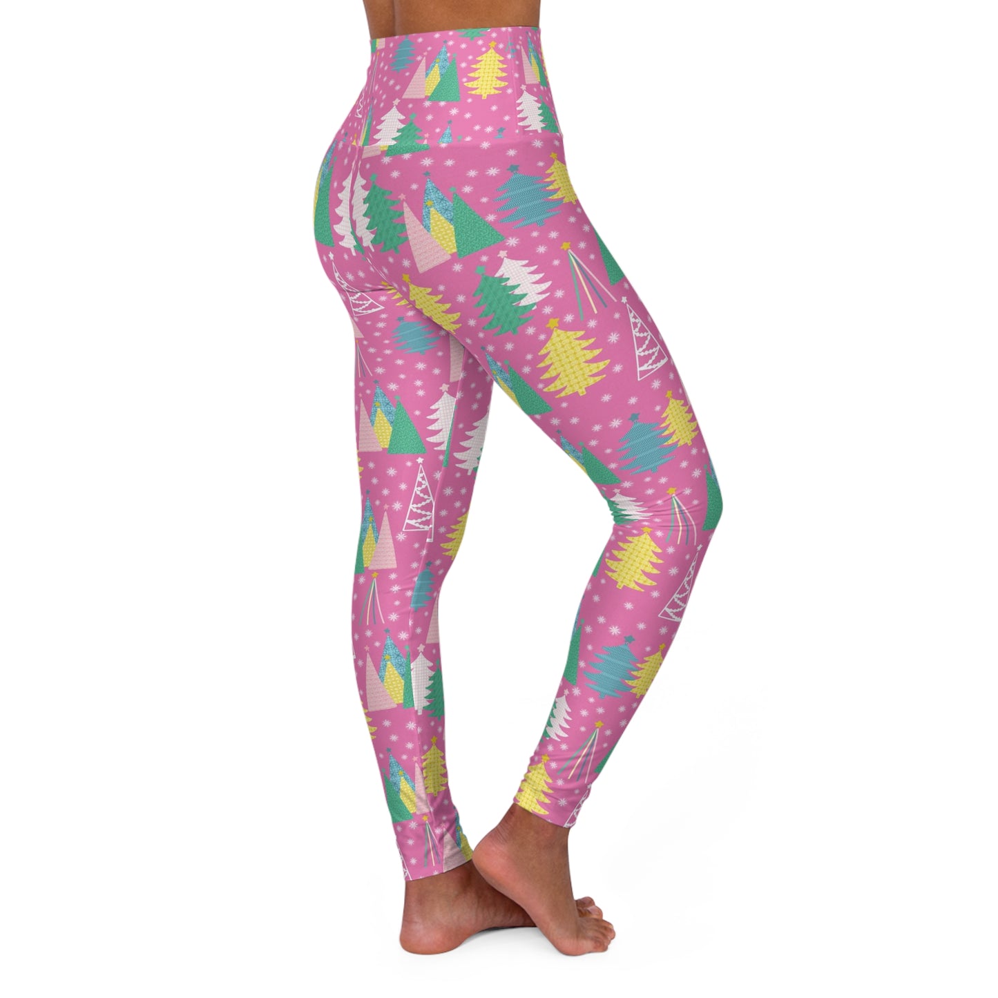 Pastel Christmas Trees High Waisted Yoga Leggings