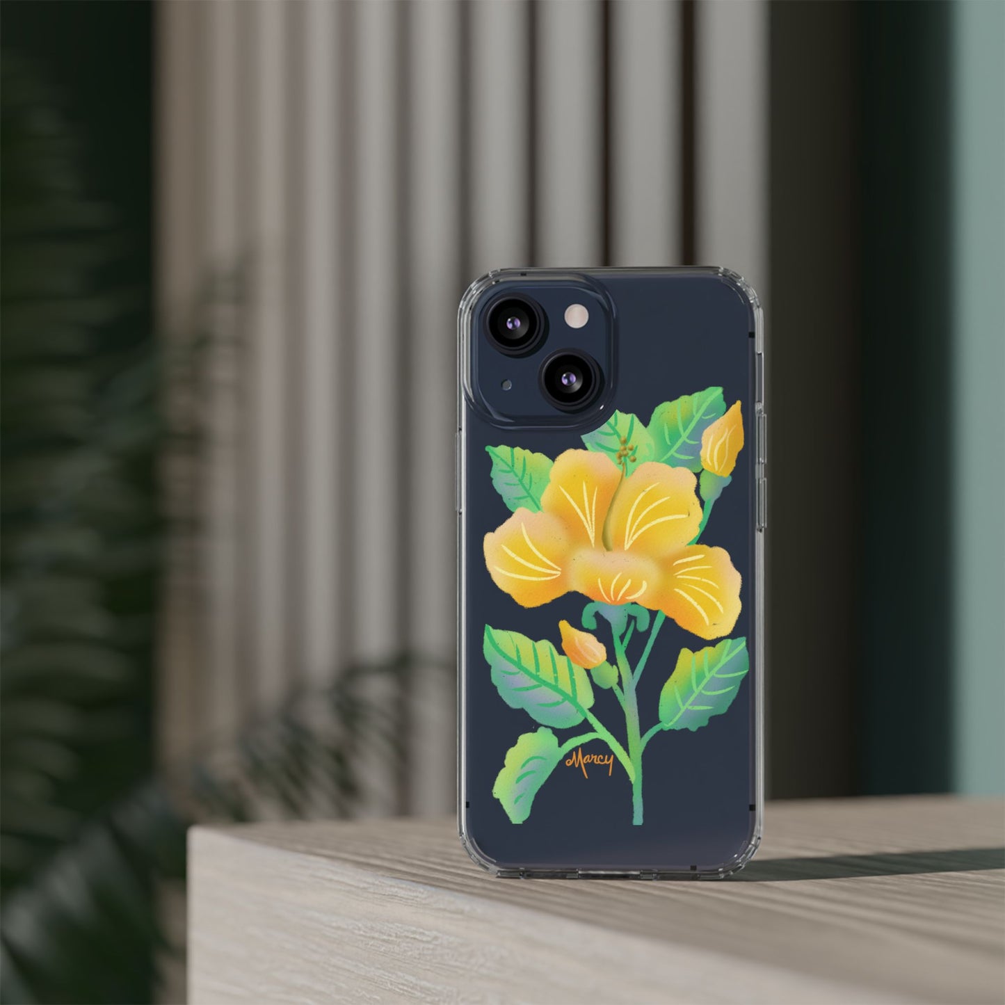 Yellow Hibiscus Blossom Clear Cases