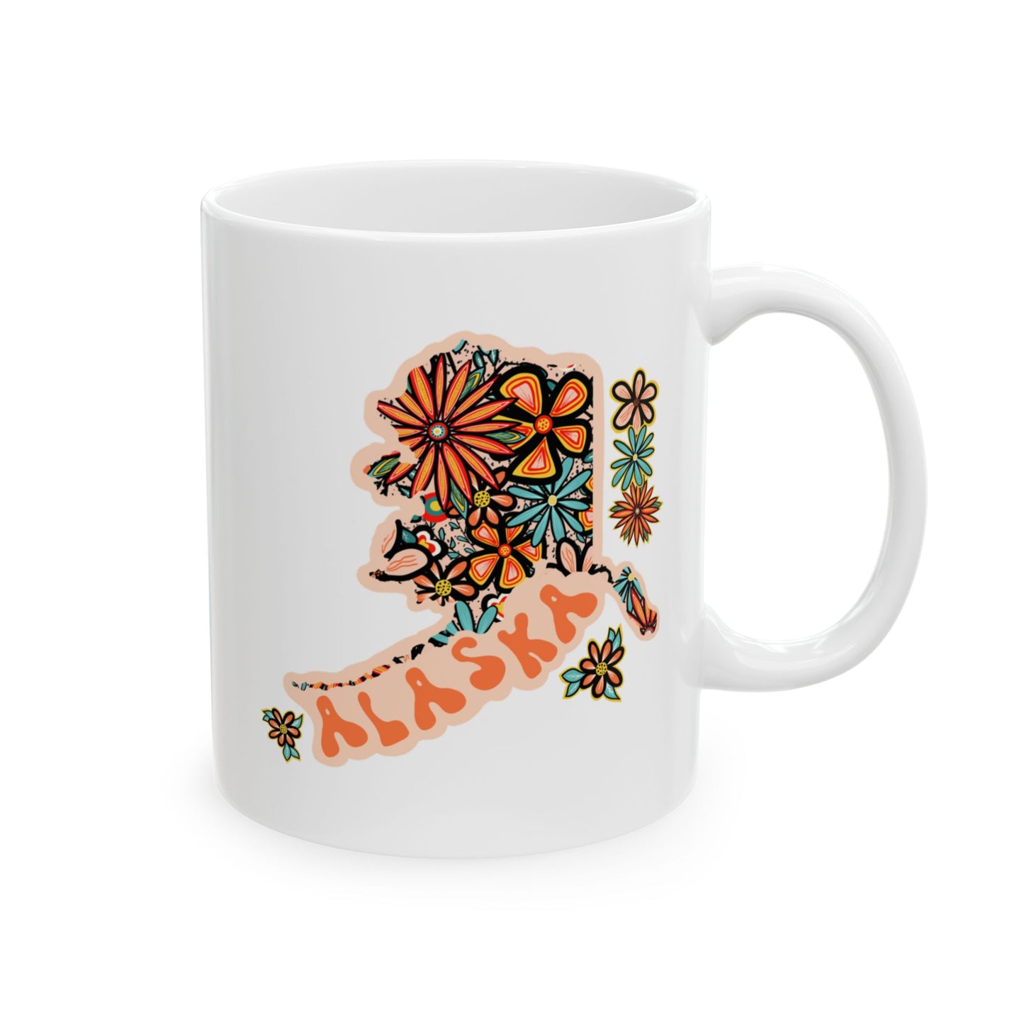 Retro 70s Flowers Alaska Ceramic Mug 11 oz and 15 oz