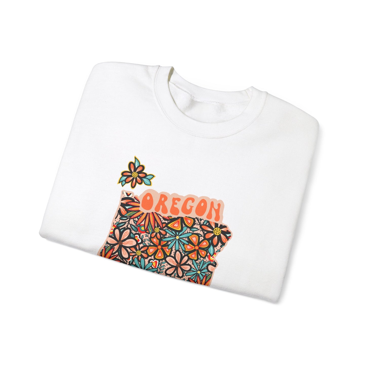 Retro 70s Flowers Oregon State Design — Heavy Blend™ Crewneck Sweatshirt