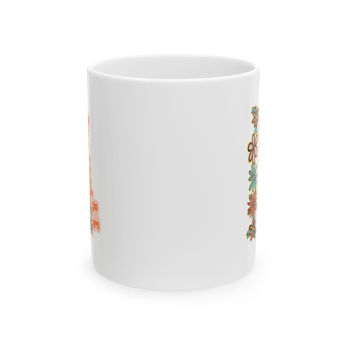 Retro 70s Flowers Delaware Ceramic Mug 11 oz and 15 oz