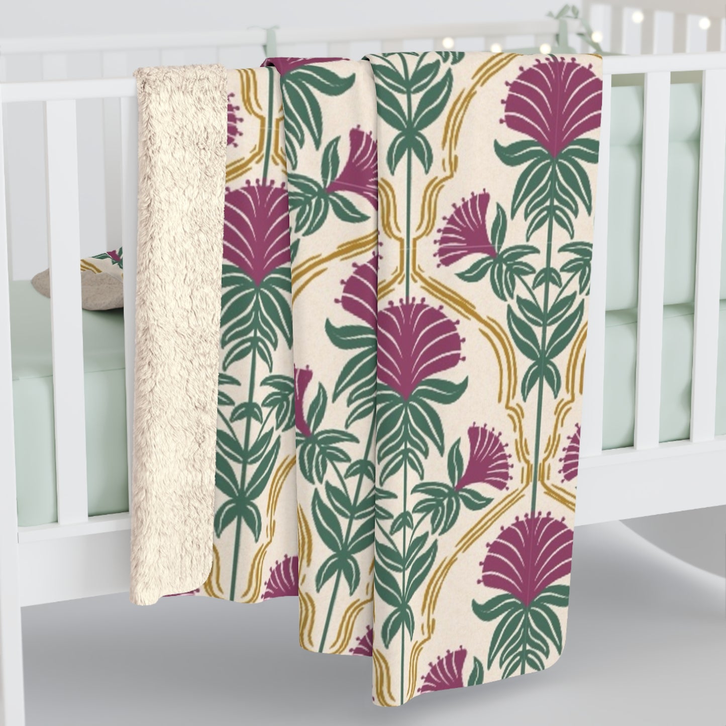 Bergamot Flowers Sherpa Fleece Blanket