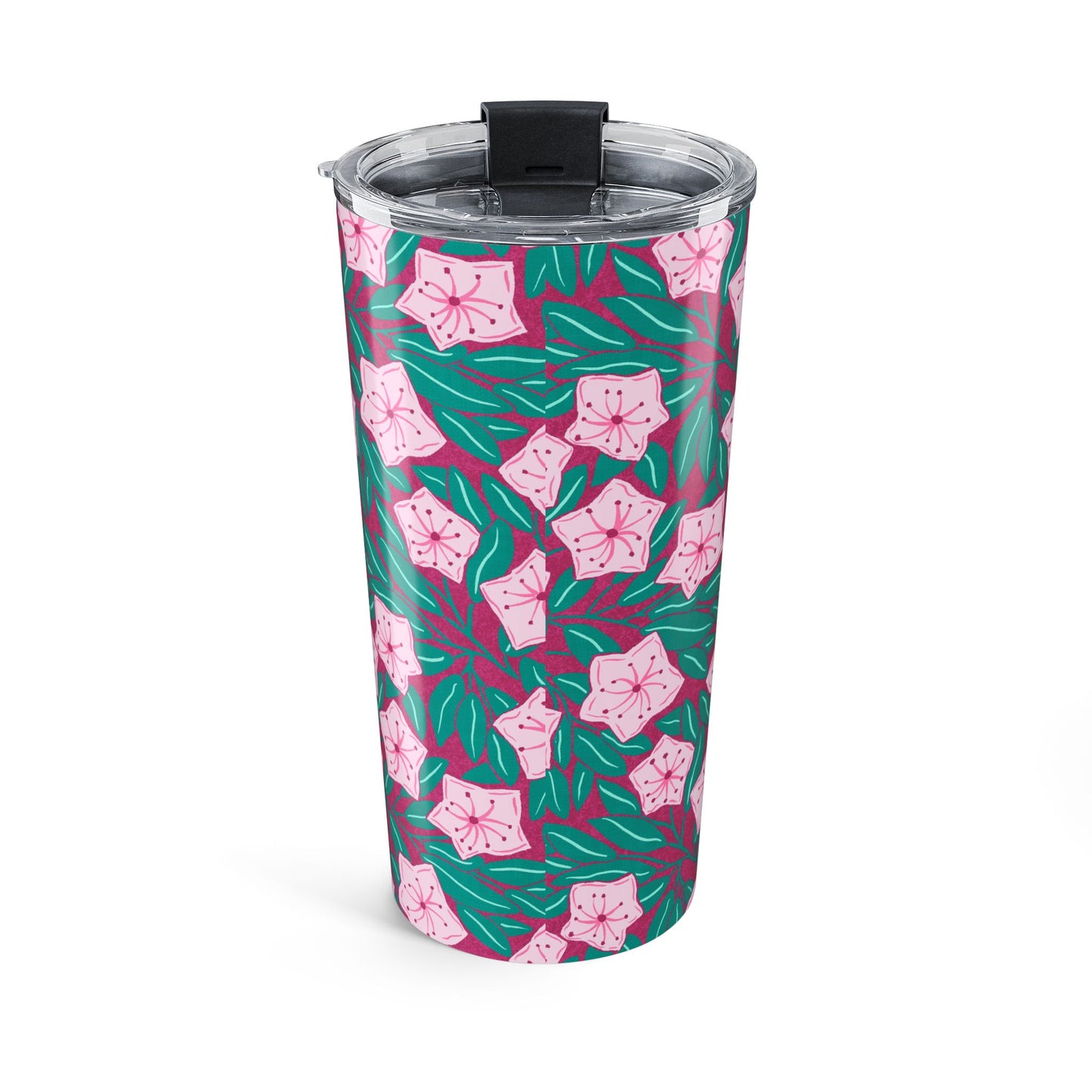 Pink Mountain Laurel Blossoms 20oz Floral Tumbler — Pink Blossom Travel Cup