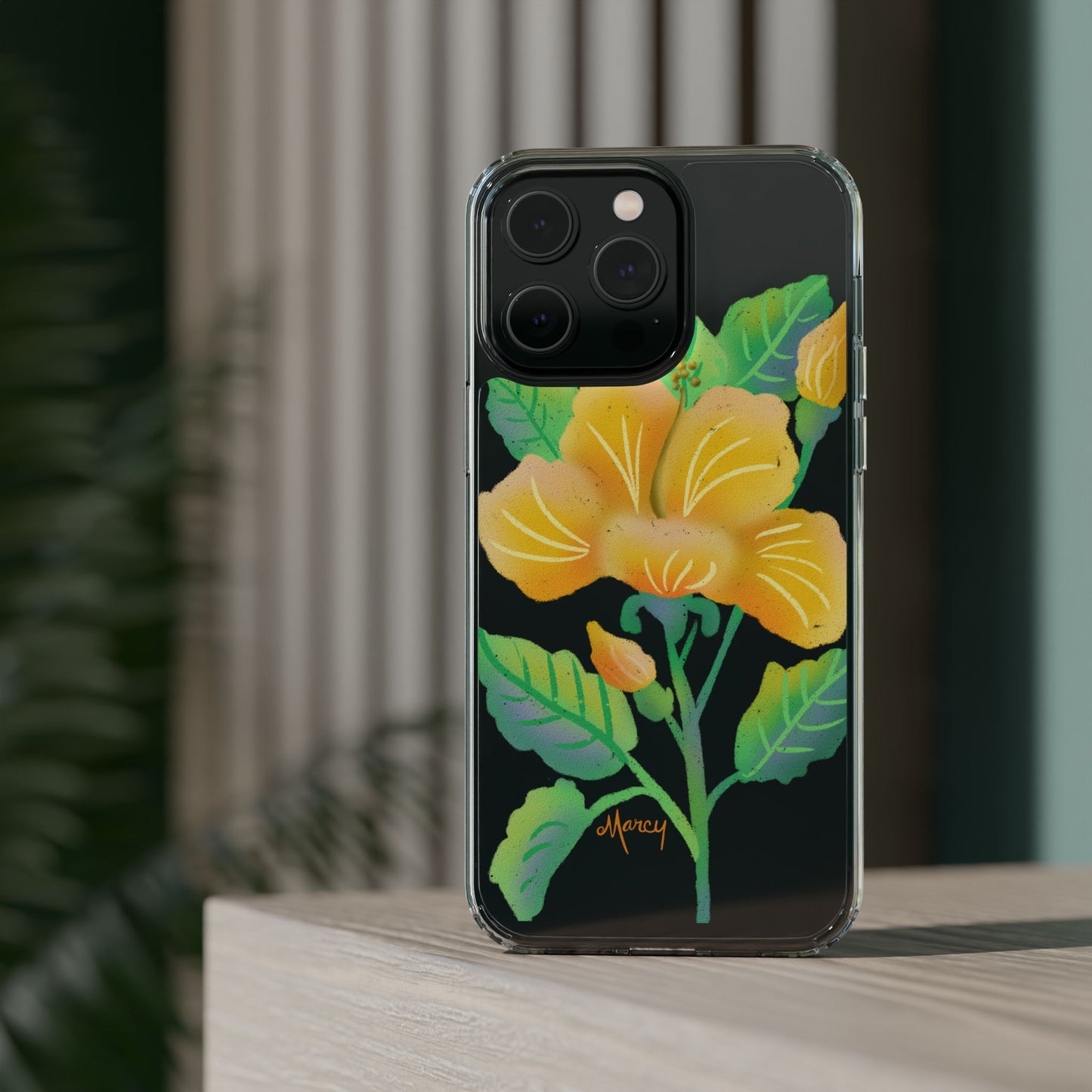 Yellow Hibiscus Blossom Clear Cases