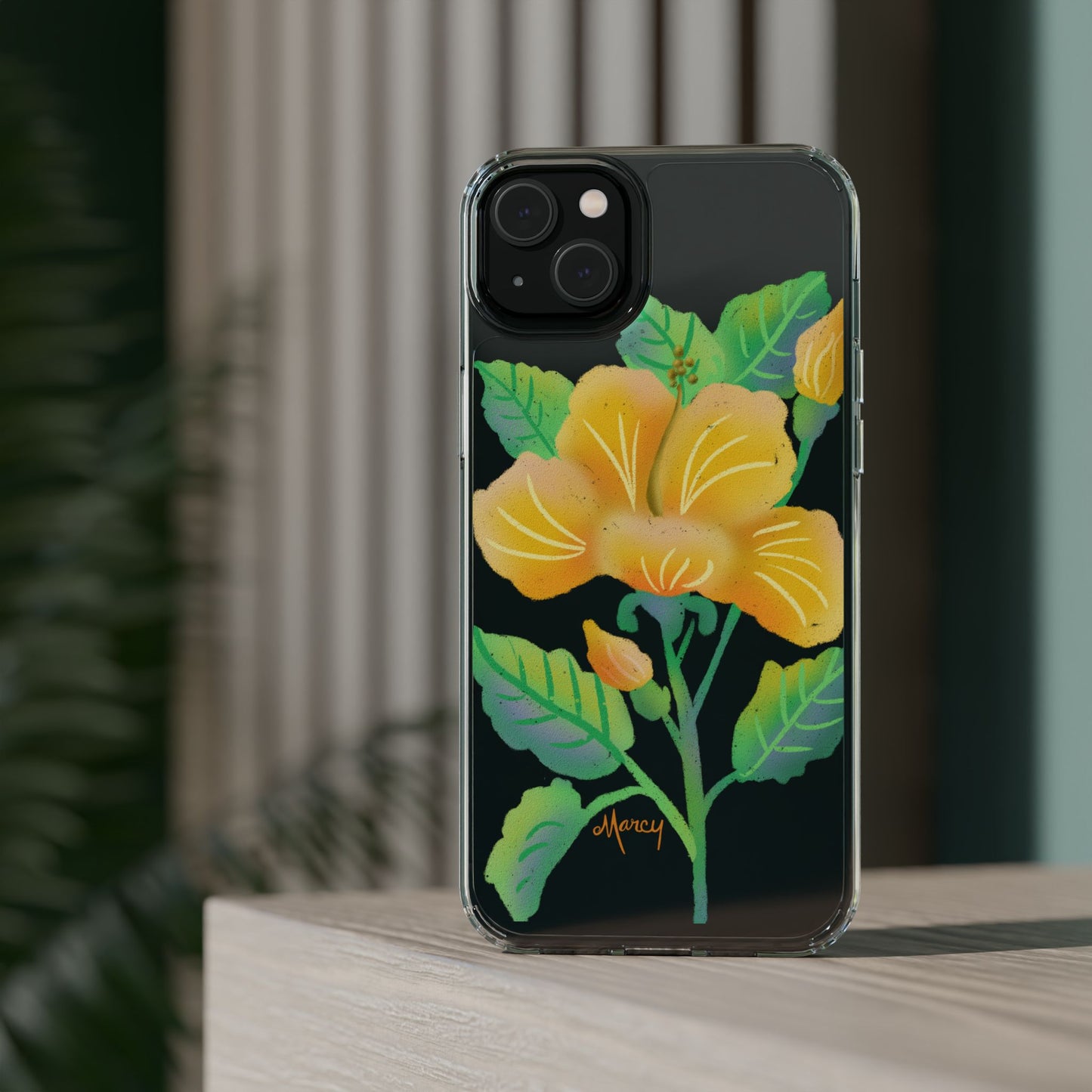 Yellow Hibiscus Blossom Clear Cases