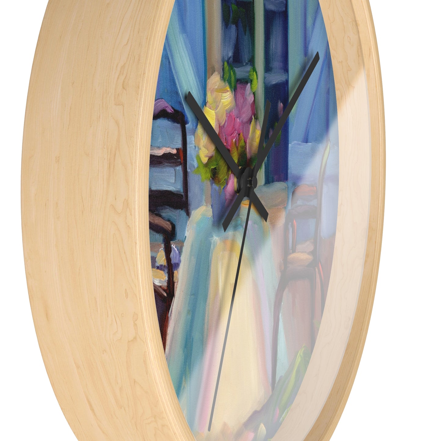 Impressionist Dining Wall Clock — Floral Table Scene Home Decor