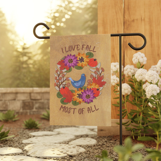 I Love Fall Most of All Autumn Wreath Collage Hello Autumn Garden Banner