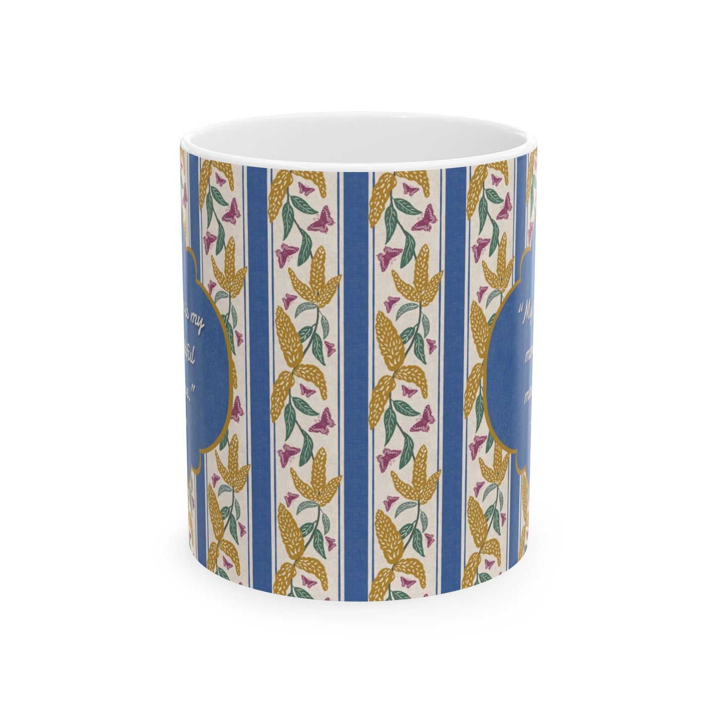Goldenrod and Butterflies with Monet Quote Ceramic Mug 11oz & 15oz