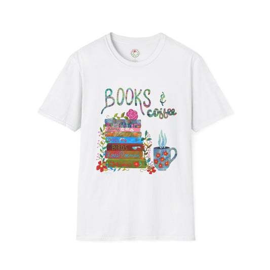 Books and Coffee Collage Collage Softstyle T-Shirt