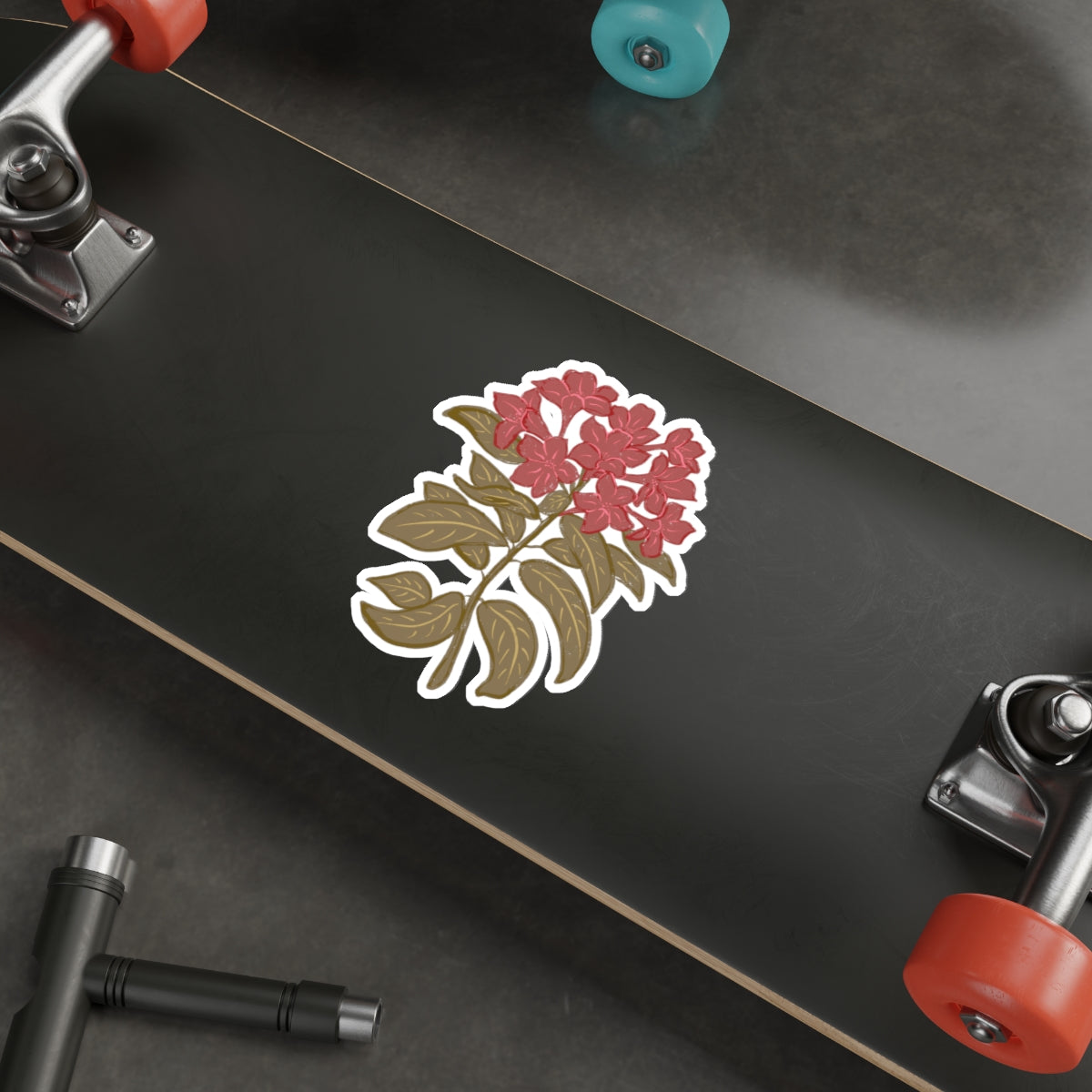 Red Rhododendron Die Cut Sticker