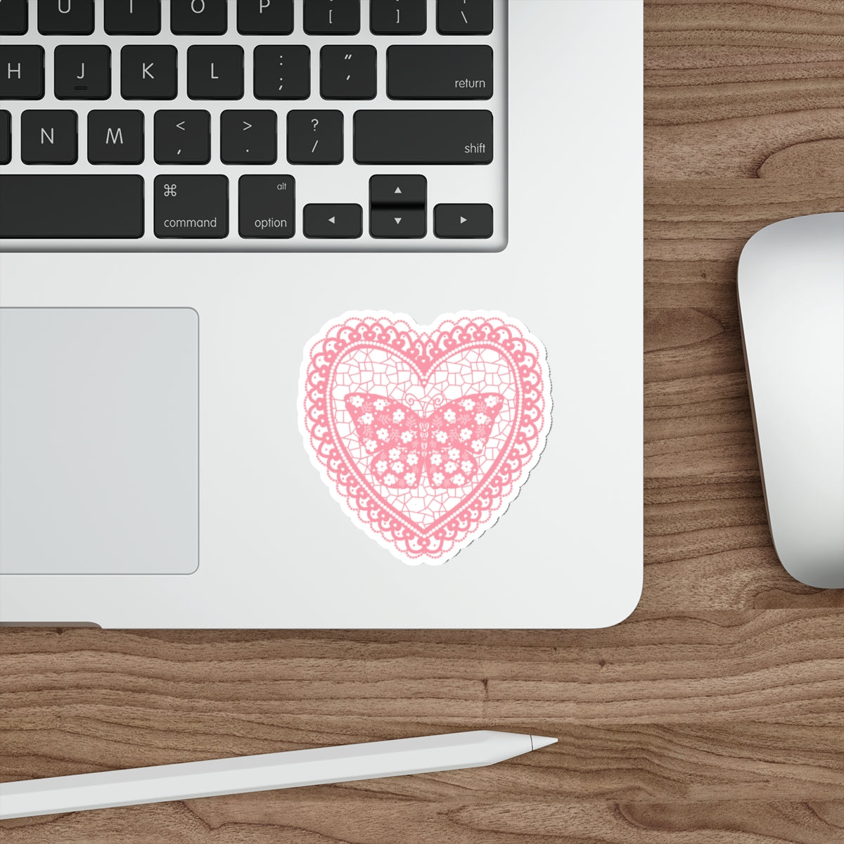 Paper Cut Style Heart with Butterfly Die-Cut Stickers