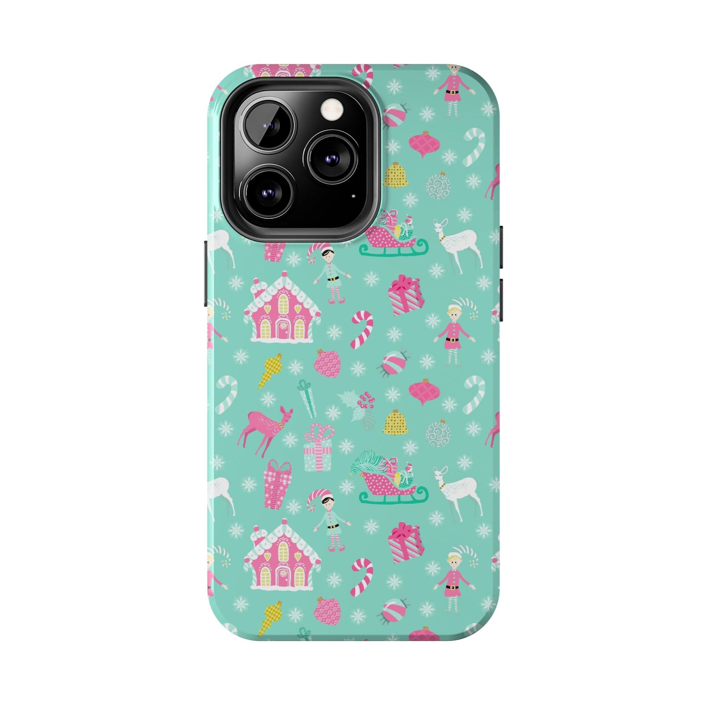 Pastel Christmas on Turquoise Tough Phone Cases