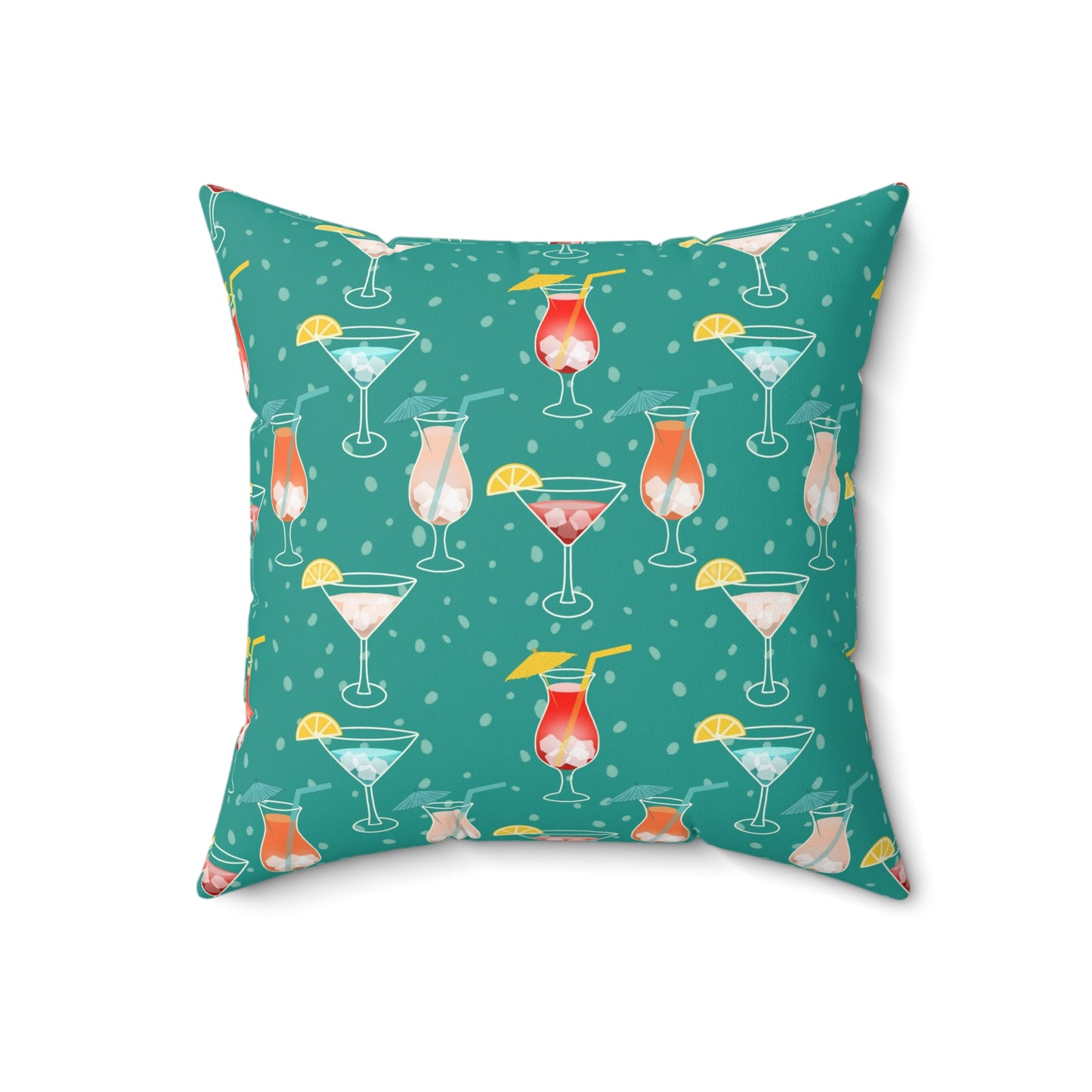 Cocktails Square Throw Pillow: Colorful Mixology Delight