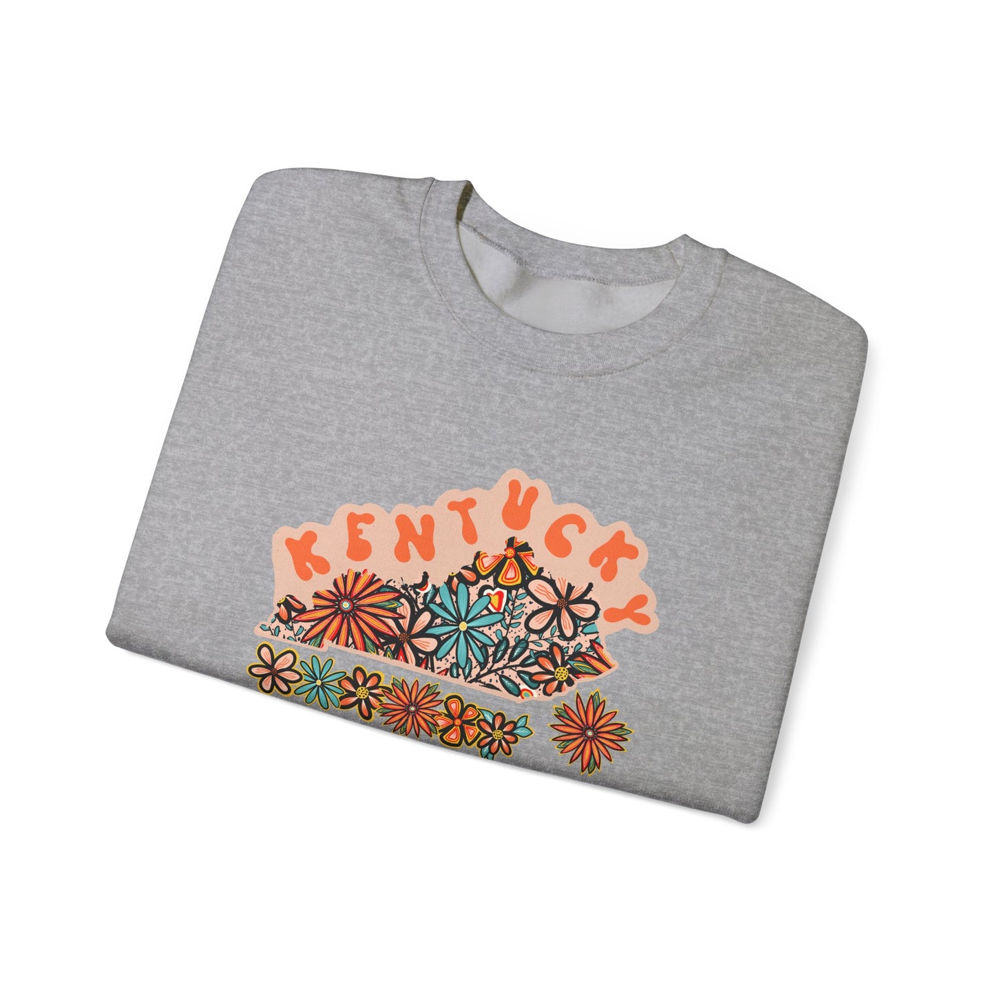 Retro 70s Flowers Kentucky State Design — Heavy Blend™ Crewneck Sweatshirt