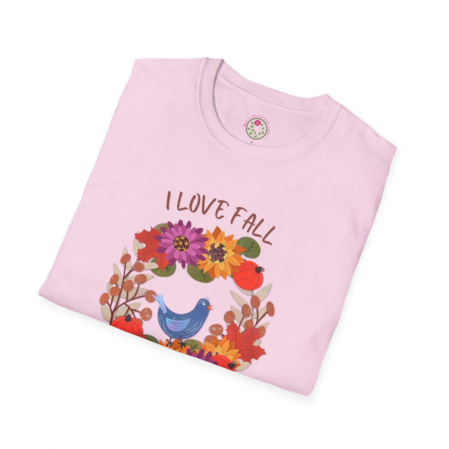 I Love Fall Most of All Autumn Wreath Collage Softstyle T-Shirt