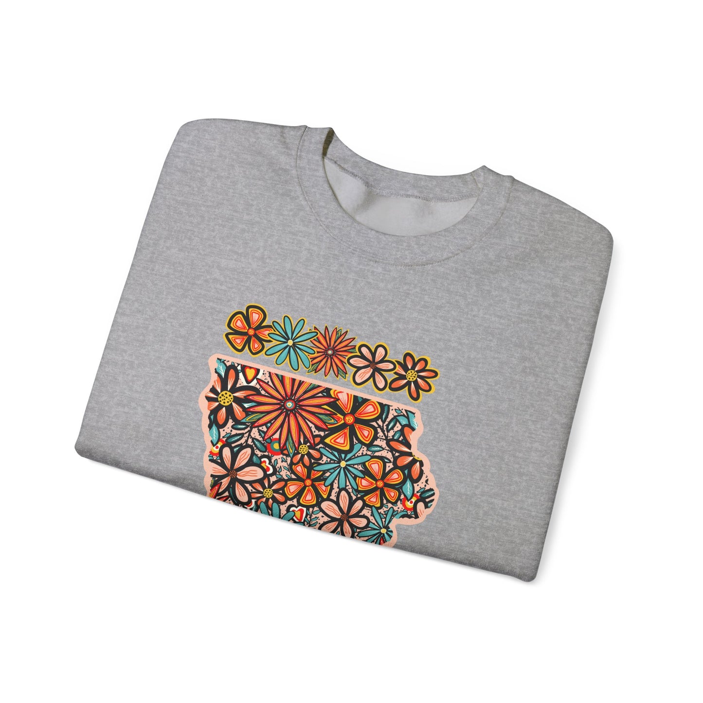 Retro 70s Flowers Iowa State Design — Heavy Blend™ Crewneck Sweatshirt