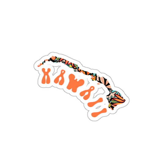Hawaii State Sticker | Vinyl Artist Designed Illustration Featuring Hawaii State Outline Filled With Retro Flowers with Retro Hand-Lettering Die-Cut Stickers