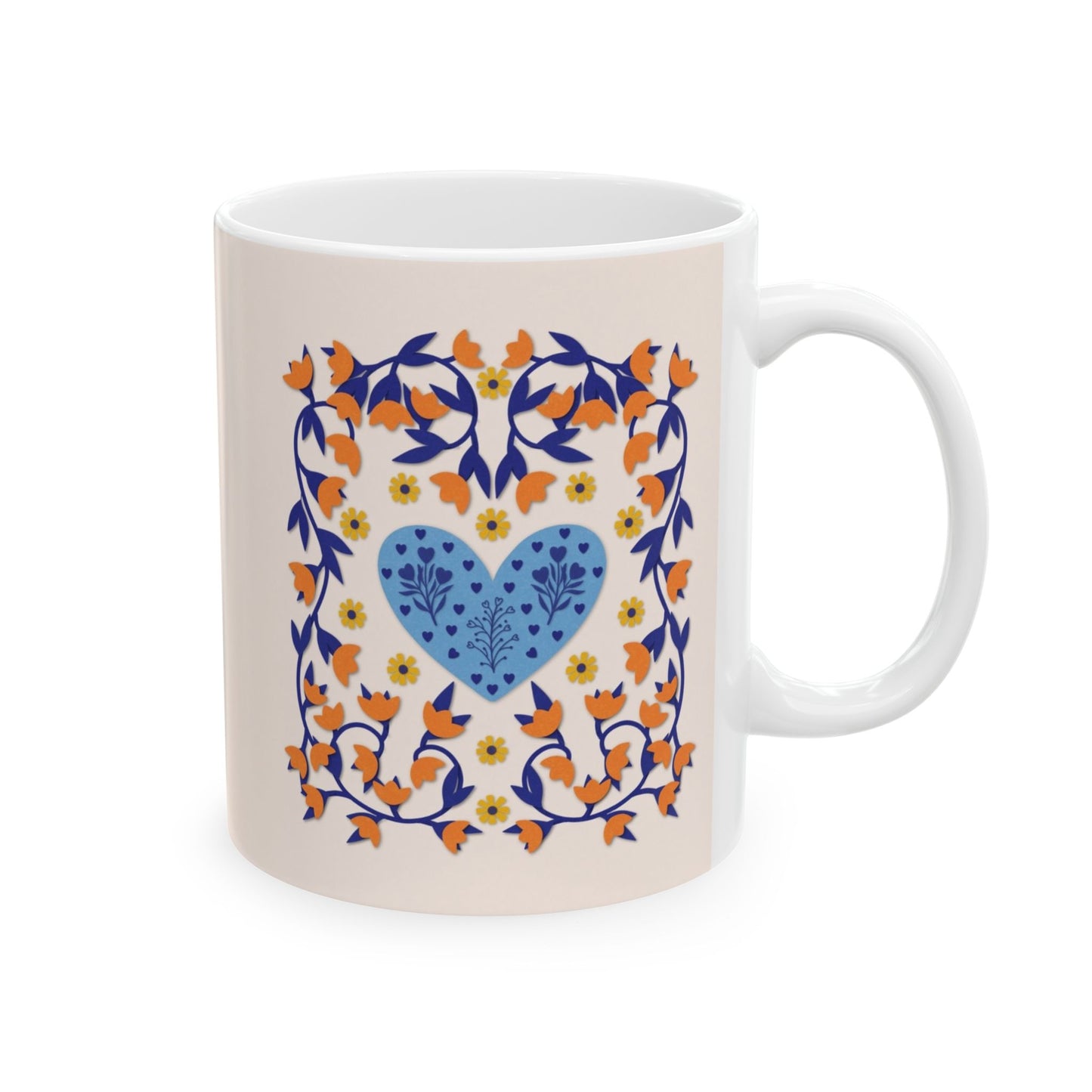 Hygge Hearts and Flowers Ceramic Mug 11oz & 15oz