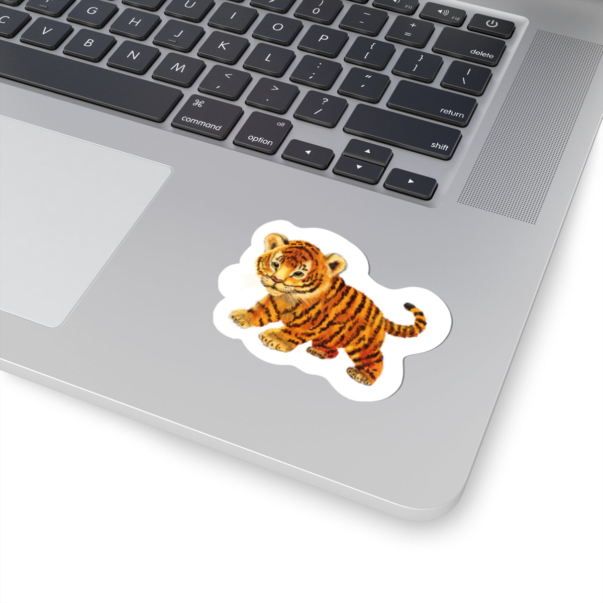 Tiger Cub Kiss-Cut Sticker — Cute Vintage Wildlife Laptop Decal
