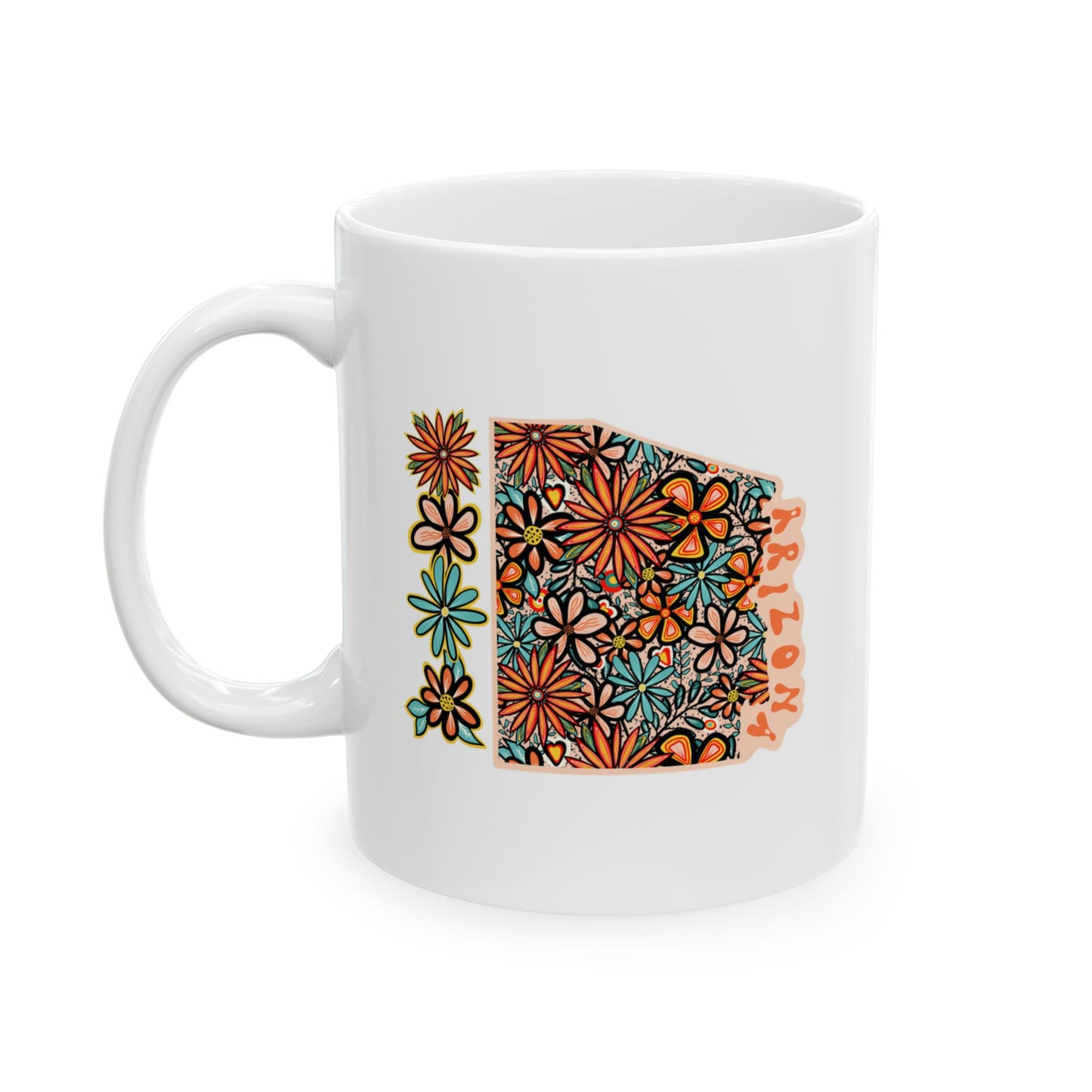 Retro 70s Flowers Arizona Ceramic Mug 11 oz and 15 oz