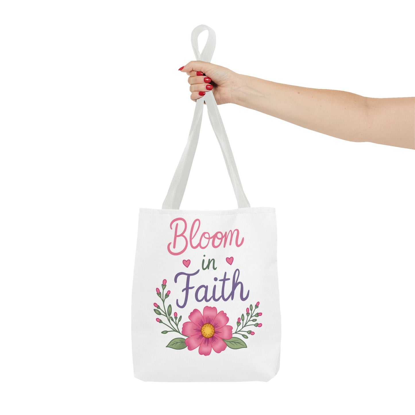 Bloom in Faith Floral Tote Bag — Inspirational Scripture Gift