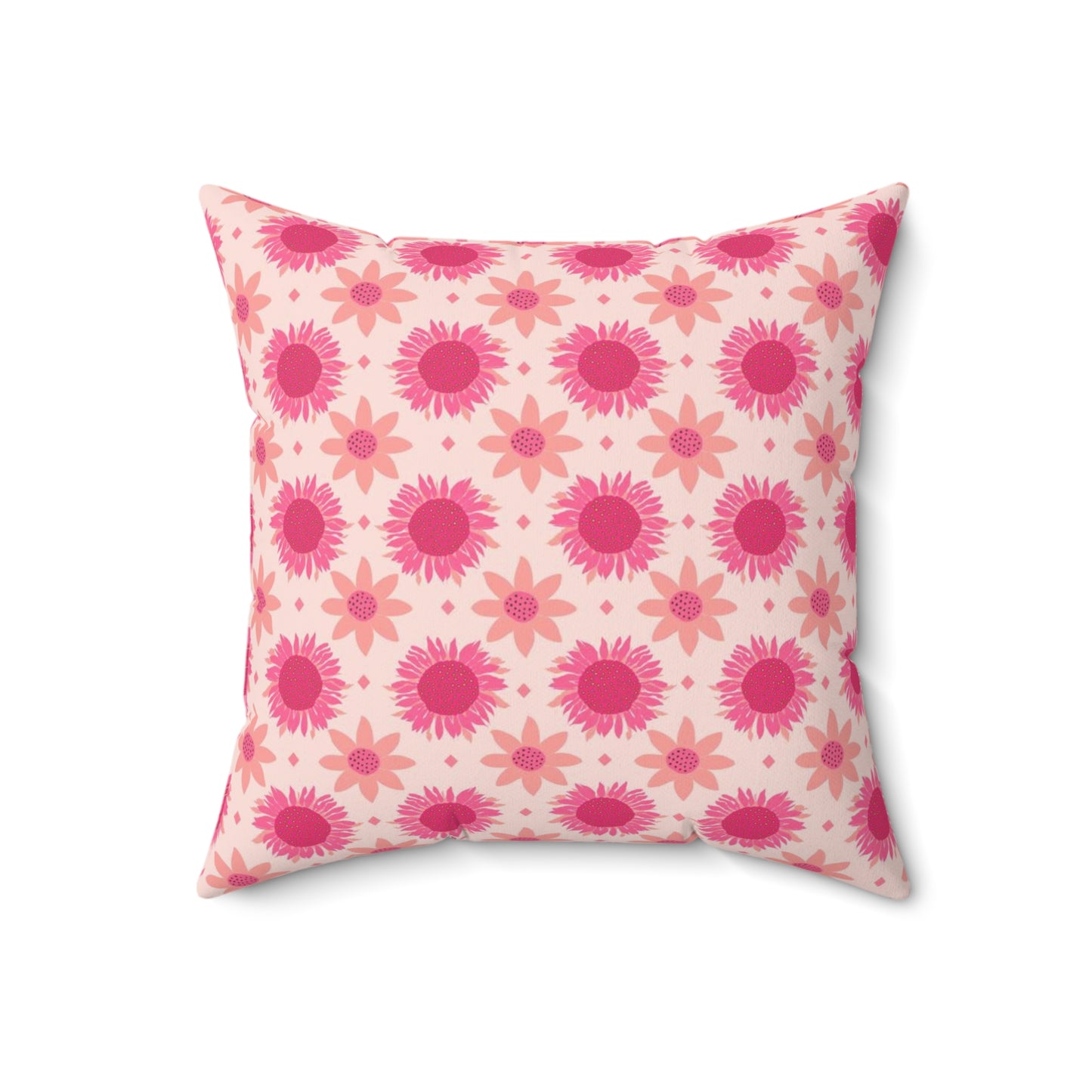 Retro Pink Sunflower Spun Polyester Square Pillow