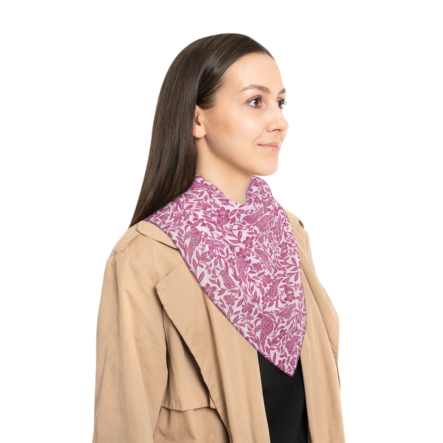 Bird Song & Blossoms — Botanical Print Poly Scarf