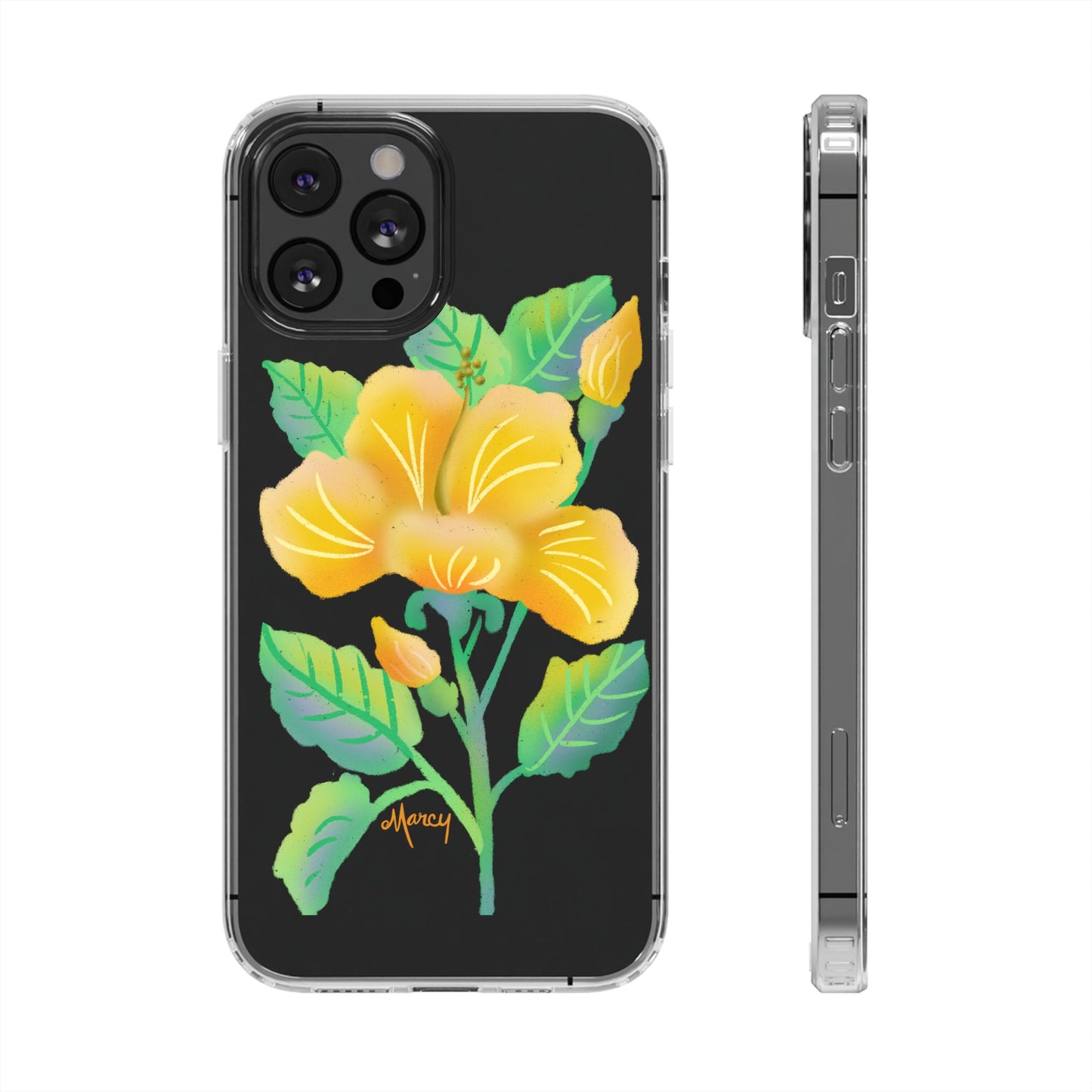 Yellow Hibiscus Blossom Clear Cases