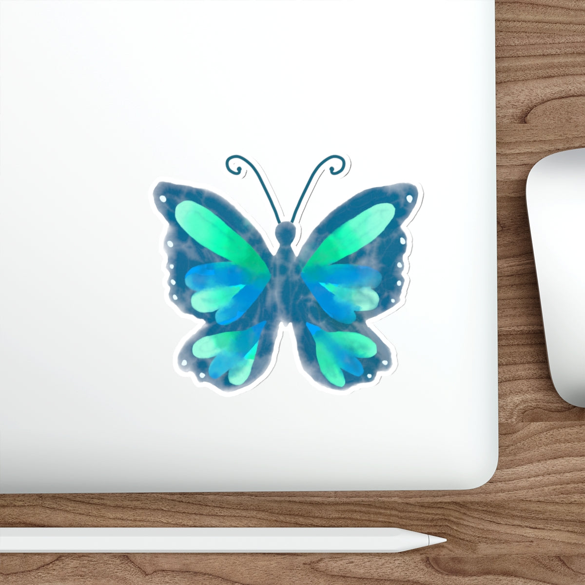 Frida Turquoise Watercolor Butterfly Die Cut Sticker